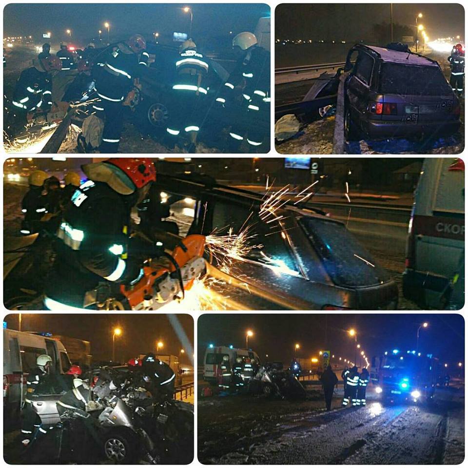 На МКАД Audi разбілася аб дарожную агароджу (фота)