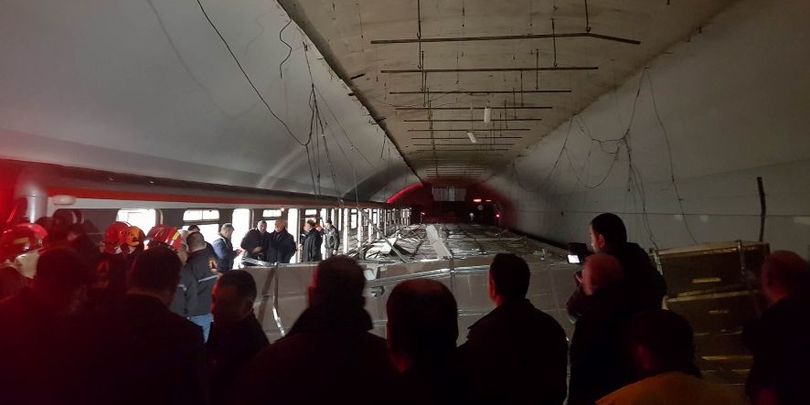 Як выглядае станцыя метро ў Тбілісі пасля абвалу столі (відэа)