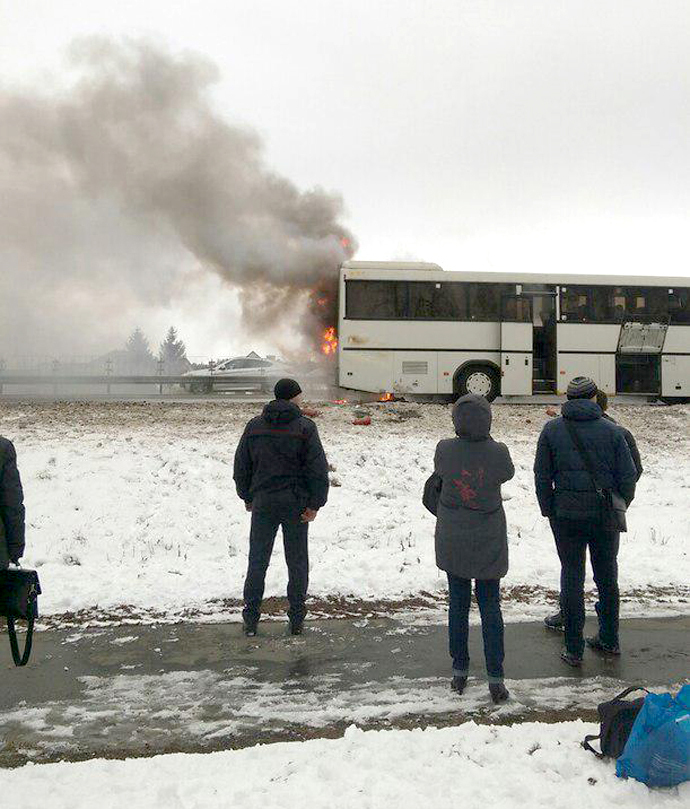На трасе Мінск — Віцебск загарэўся аўтобус, пасажыры паспелі выйсці