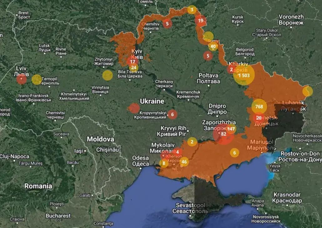 Ва Украіне створана інтэрактыўная карта патэнцыйнай міннай небяспекі