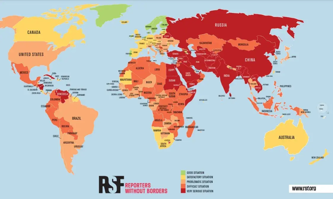 Беларусь за год опустилась на 10 строчек в рейтинге свободы прессы