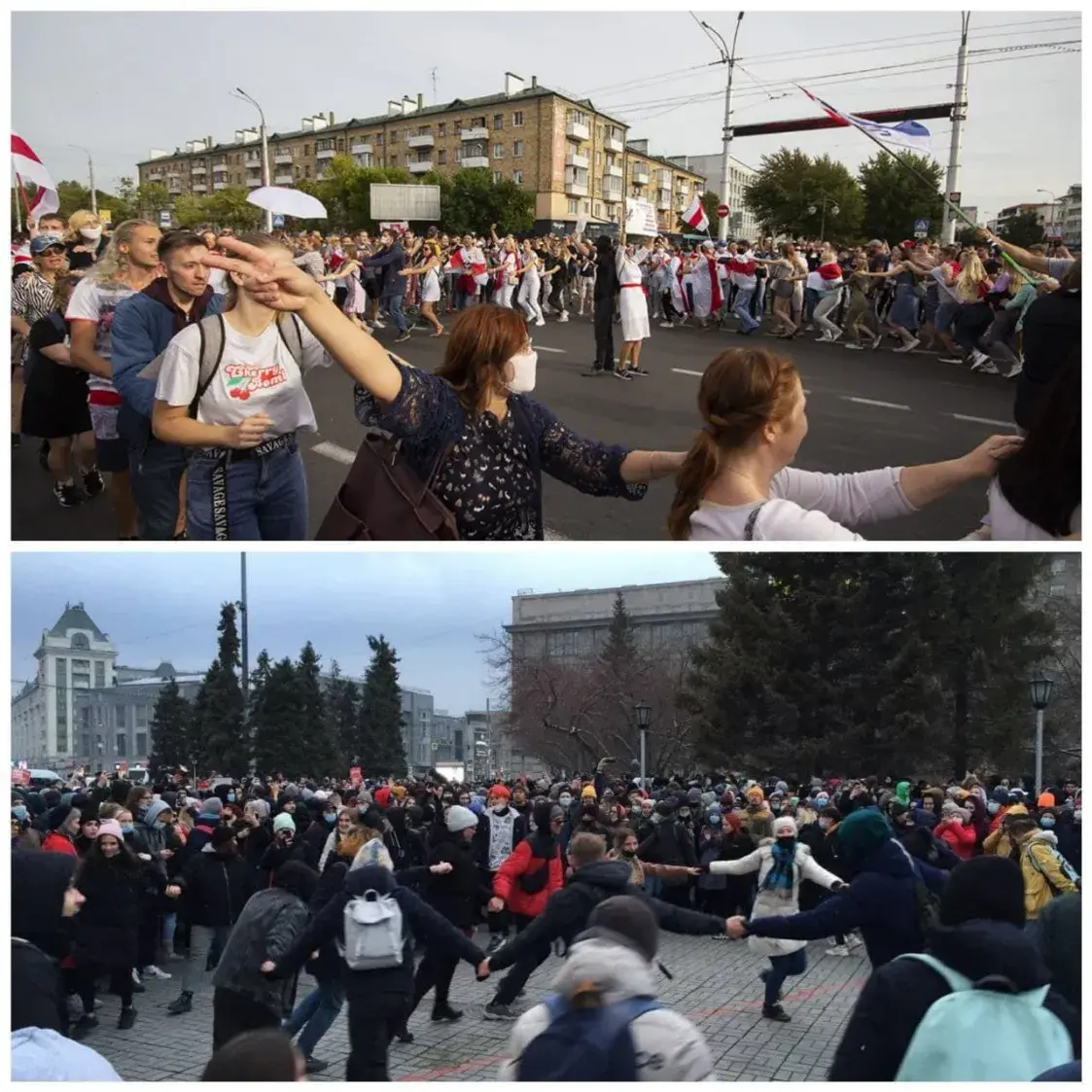 “Мы здесь власть”, хороводы, деанон: сравниваем российский протест с белорусским