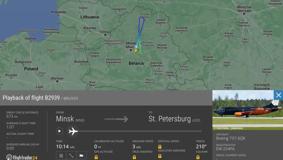 "Танкалёт" Belavia перарваў рэйс у Санкт-Пецярбург і вярнуўся ў Мінск