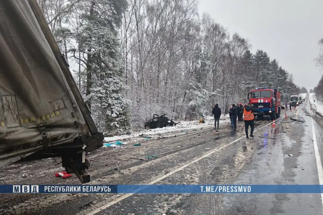 На Могилевщине KIA занесло под грузовик. Погибла семья