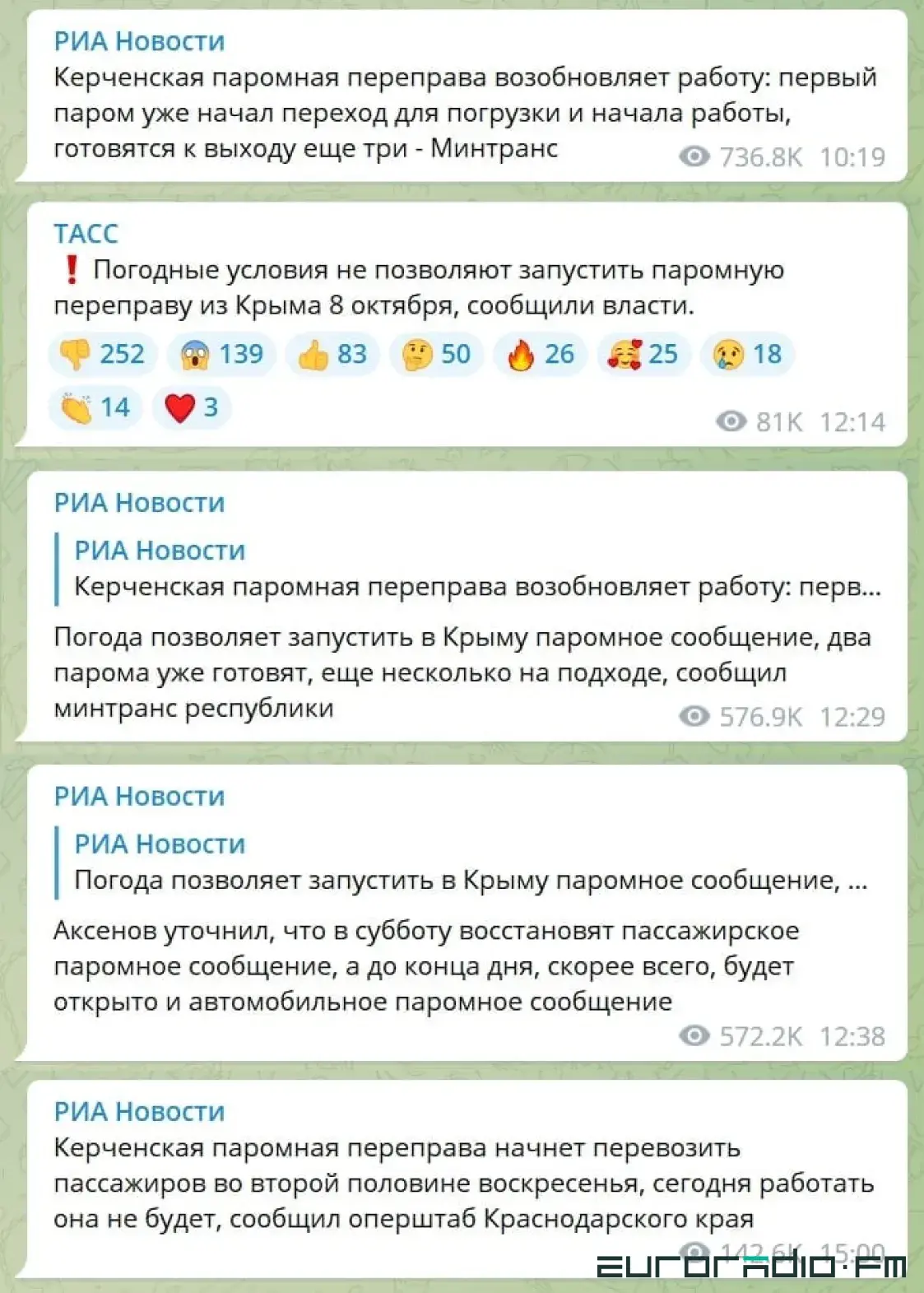 Паромы Шродзінгера: пераправа з Расіі ў Крым сёння так і не запрацуе