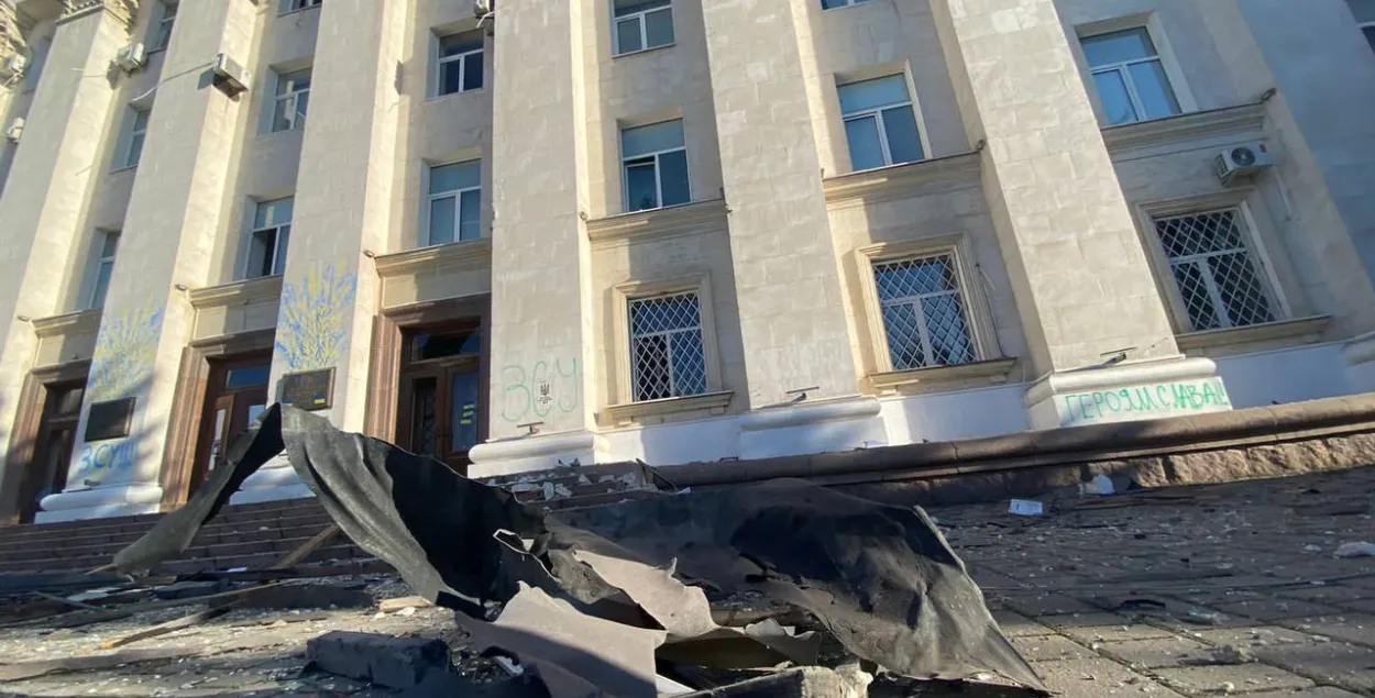 Наступствы ўчорашняга абстрэлу Херсона /&nbsp;@tymoshenko_kyrylo
