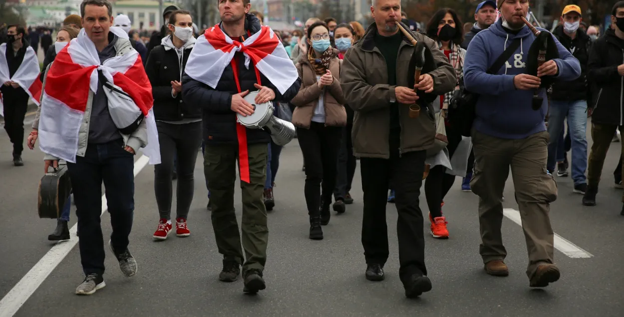 Акцыя пратэсту ў Мінску, 25 кастрычніка 2020-га / Reuters
