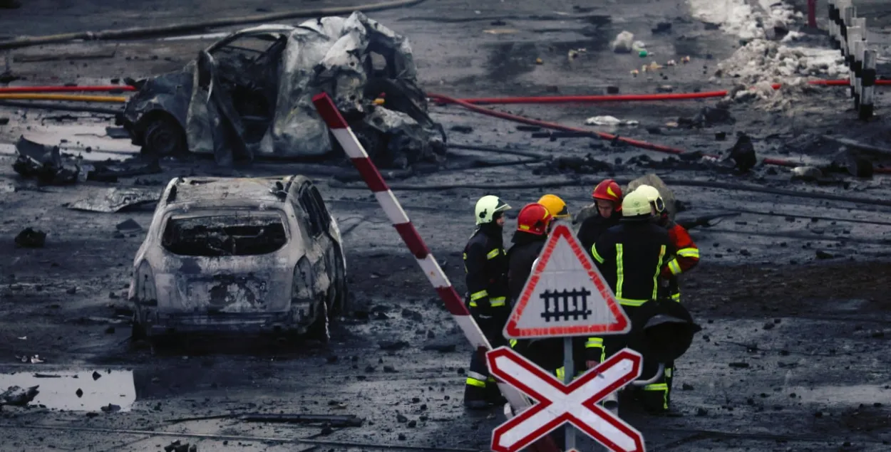 Наступствы ракетнага ўдару ў Кіеве / t.me/censor_net
