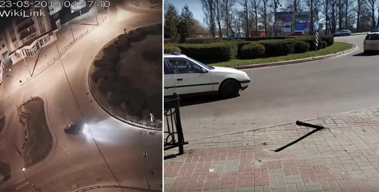 У Брэсце дрыфтэр-няўдачнік знес металічную агароджу