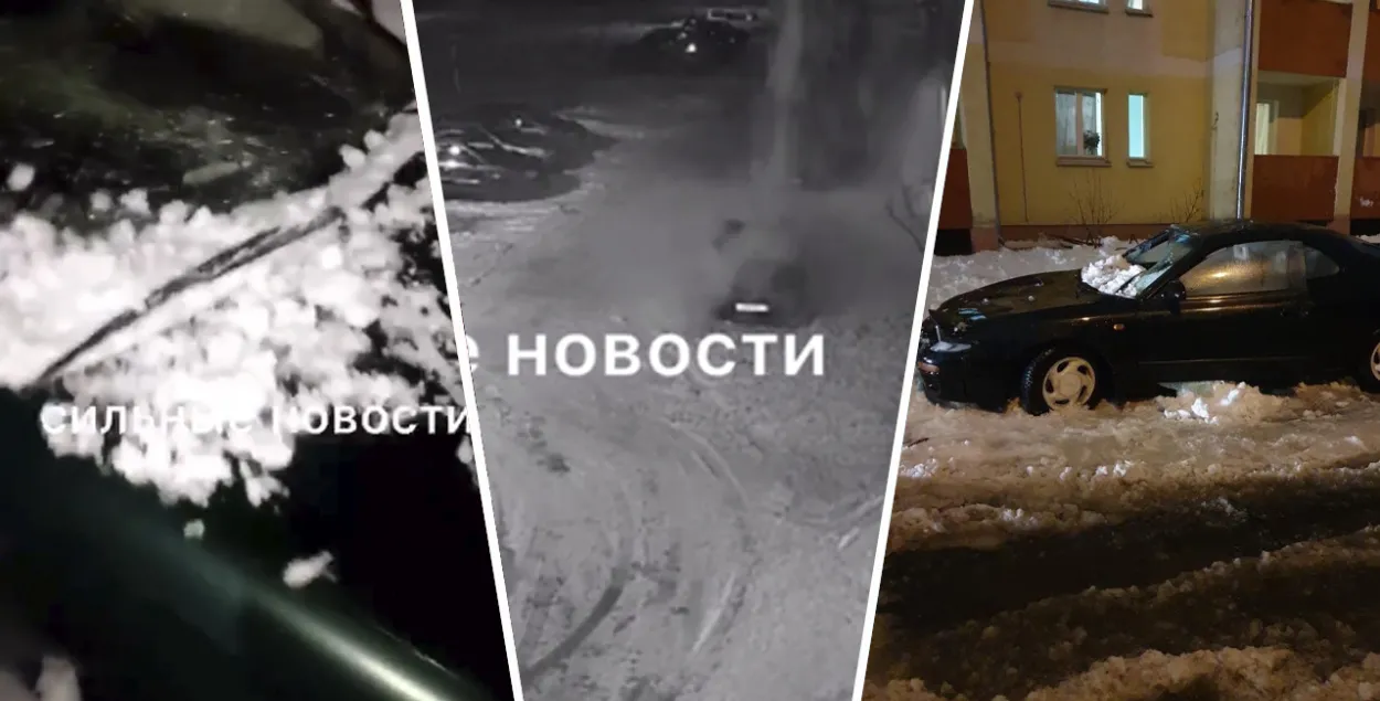 За суткі ад снегу пацярпелі два легкавікі