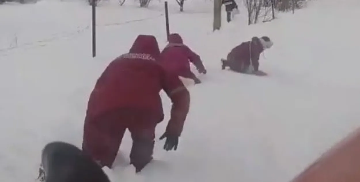 Брыгада хуткай дапамогі ў вёсцы пад Бабруйскам / скрыншот відэа