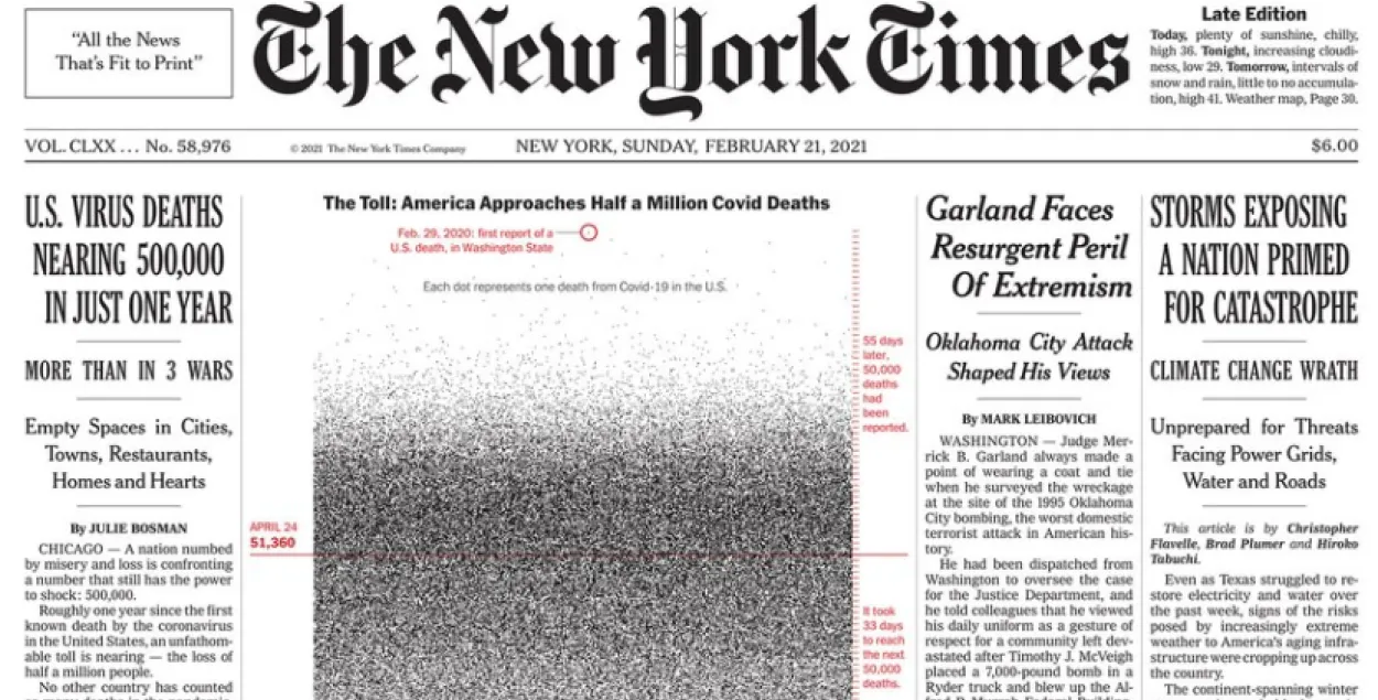 Первая страница The New York Times / twitter.com/nytimes