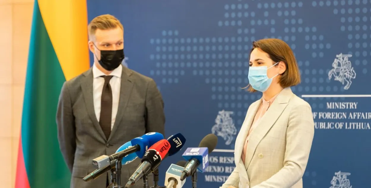 Кіраўнік МЗС Літвы Габрыэлюс Ландсбергіс і Святлана Ціханоўская / @tsikhanouskaya