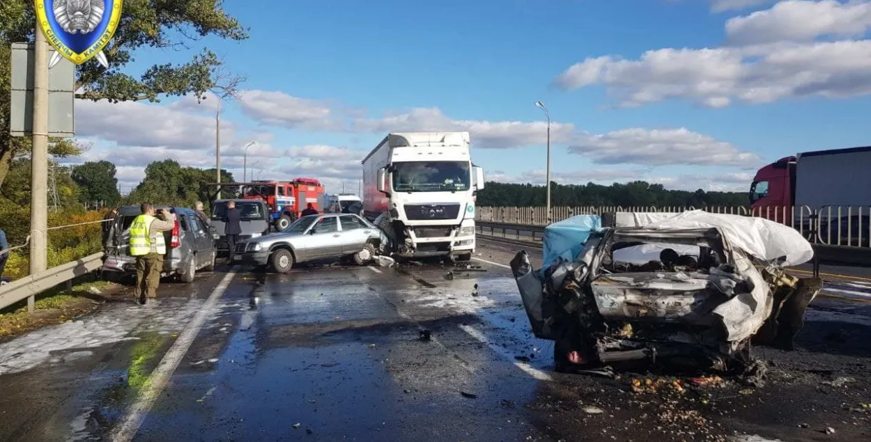 Месца аварыі на МКАД / t.me/skgovby