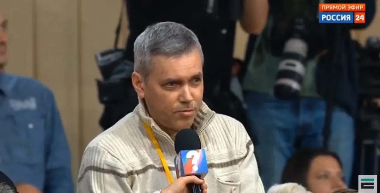 Иван Афанасьев задает вопрос Владимиру Путину / Кадр из видео
