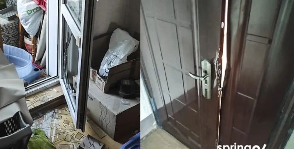Сілавікі выламалі дзверы і выбілі шкло на гаўбцы ў мінскай сям'і