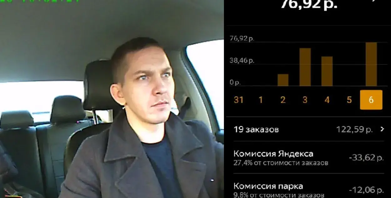 Андрэй Бажко і скрын з "заробкам" за змену / Еўрарадыё