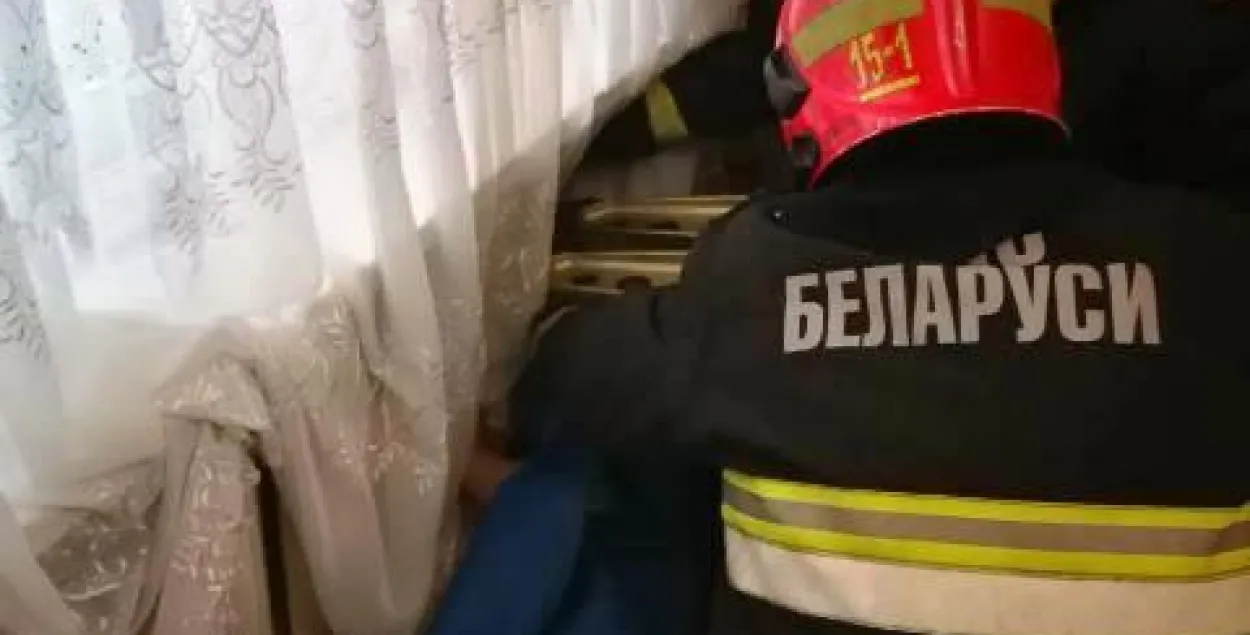 Спасена пинчанка, голова которой застряла между трубой и батареей