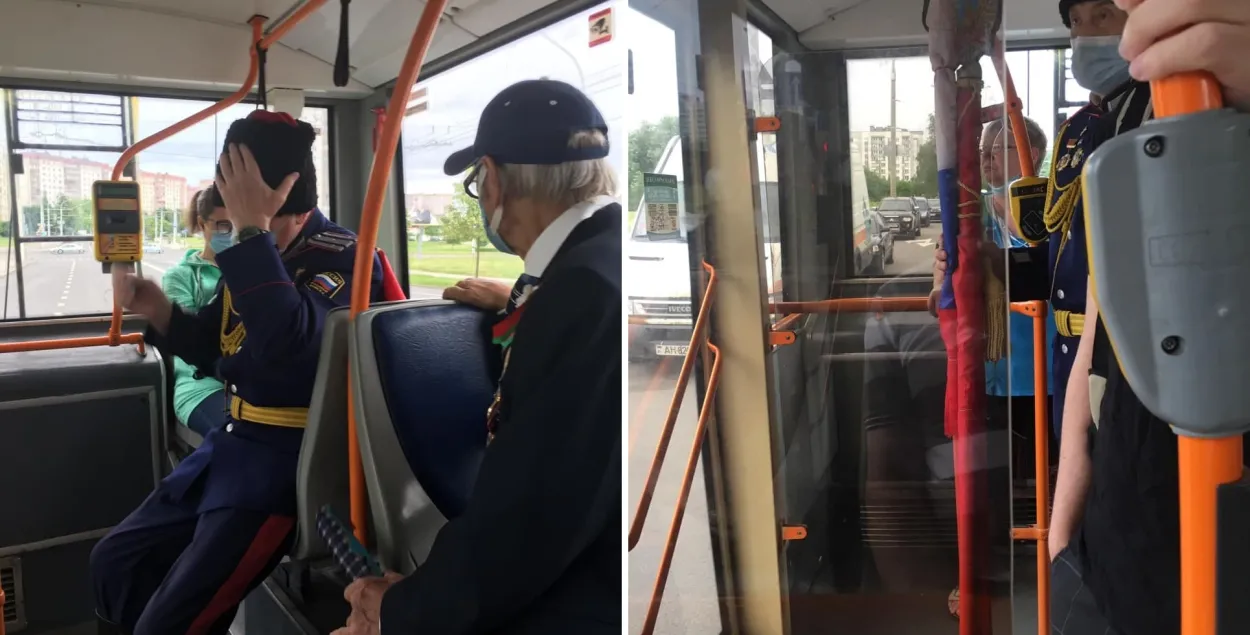 "Ветеран" в папахе и с триколором едет отмечать День Независимости