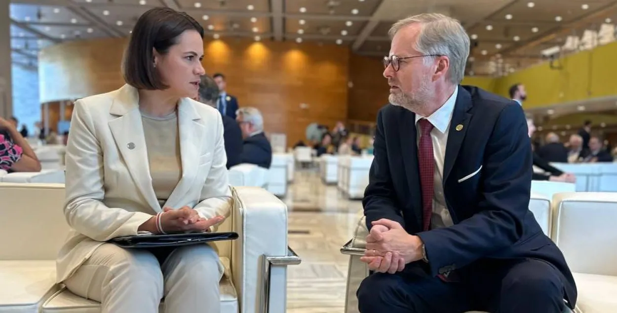 Святлана Ціханоўская і прэм'ер-міністр Чэхіі Пётр Фіял