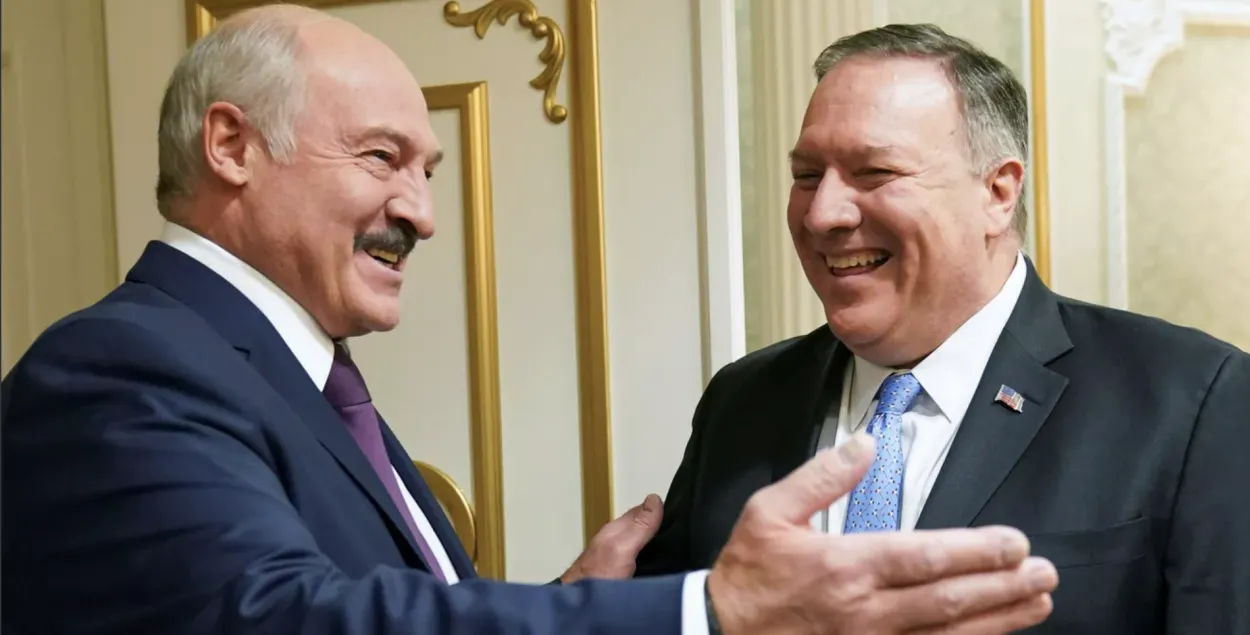 Аляксандр Лукашэнка і Майк Пампеа ў лютым 2020 года