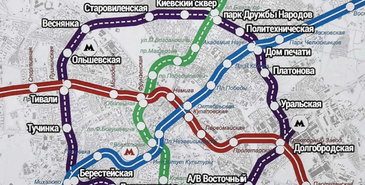 Схема кальцавой лініі метро