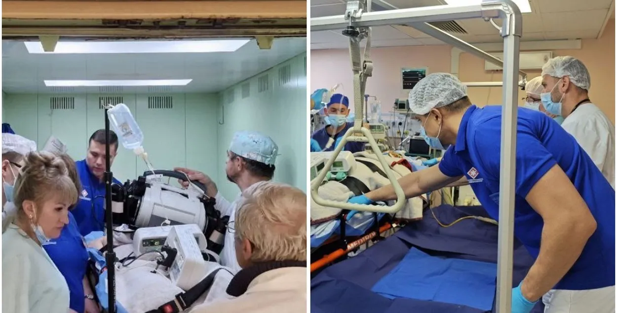 Дактары ратуюць пацыентаў пасля аварыі
