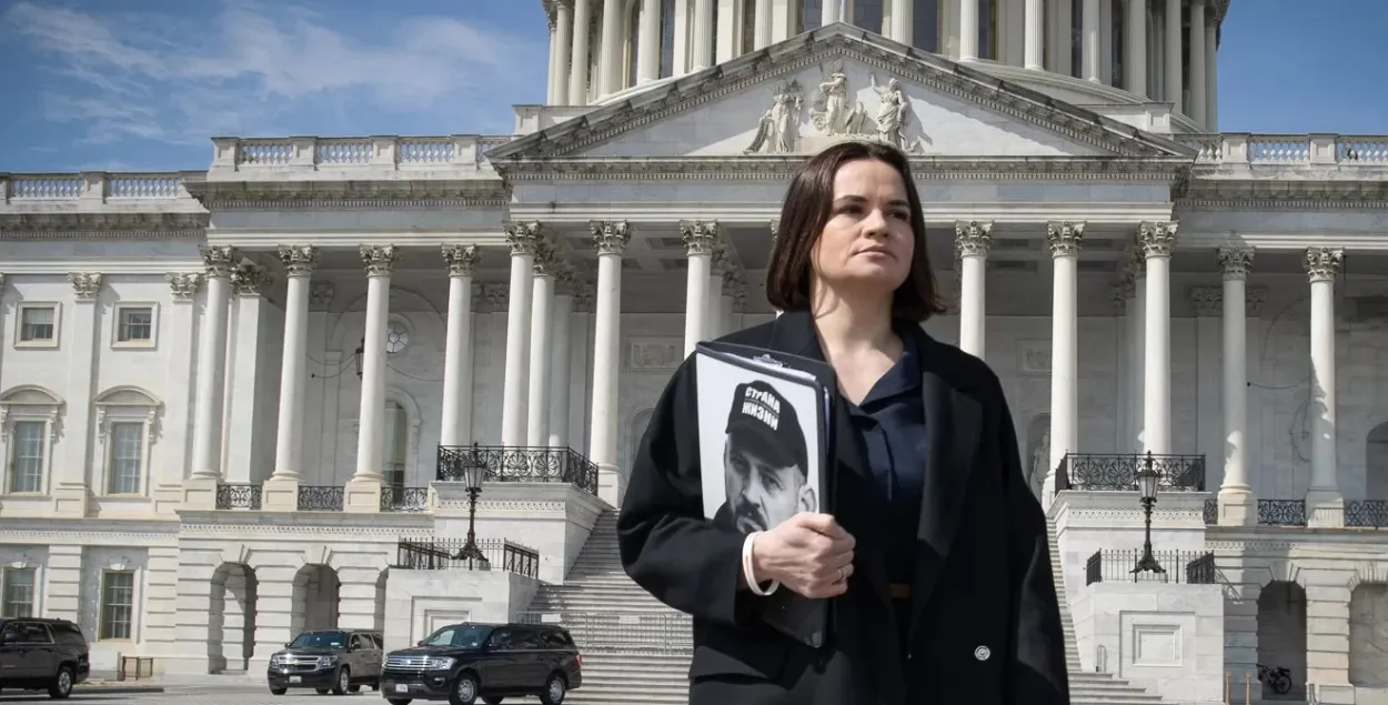 Tsikhanouskaya during her visit to the U.S.
