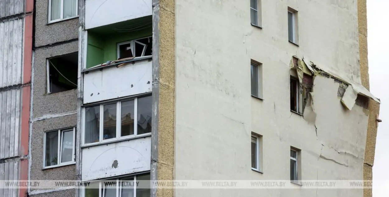 Дом в Гомеле, в котором произошёл взрыв газа
