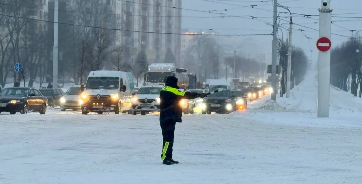 Один из проспектов Минска зимой

