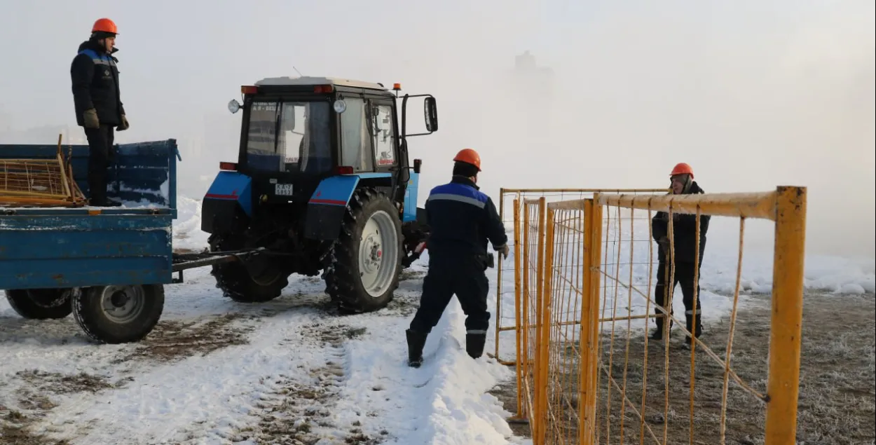 Ремонтные работы на тепломагистрали
