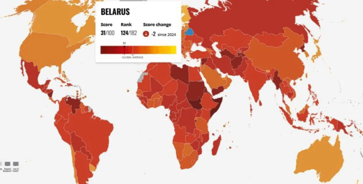 Беларусь у рэйтынгу ўспрымання карупцыі
