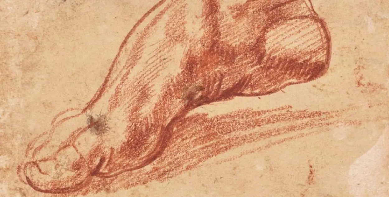 Малюнак з выявай чалавечай ступні працы Мікеланджэла
