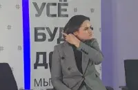 Святлана Ціханоўская ў Варшаве, 23 студзеня 2023-га / Еўрарадыё
