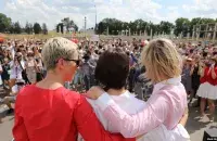 Марыя Калеснікава, Святлана Ціханоўская&nbsp;і Вераніка Цапкала ў Дзяржынску / svaboda.org