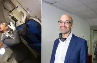 Бортпроводница &quot;Белавиа&quot; и Юрий Зисер. Кому-то из них можно петь в самолёте:)