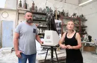 Sculptors Syarhey Ahanau and Volha Nyachai. Photo: http://kimpress.by
