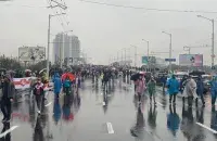 Пачатак калоны на Кальварыйскай у Мінску 11 кастрычніка 2020 года / Еўрарадыё