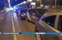 &quot;Паравозік&quot; з чатырох аўто на праспекце Пушкіна ў Мінску