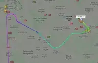Траекторыя палёту борта Ryanair, пасаджанага ў Мінску