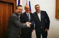 Любаш Блага, Андрэй Дапкюнас і Андрэй Данка (злева направа)
