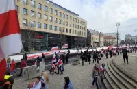 БЧБ-сцяг на Дзень Волі ў Варшаве
