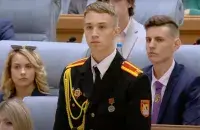 Захар Аўчыннікаў на адкрытым уроку ў 2022 годзе
