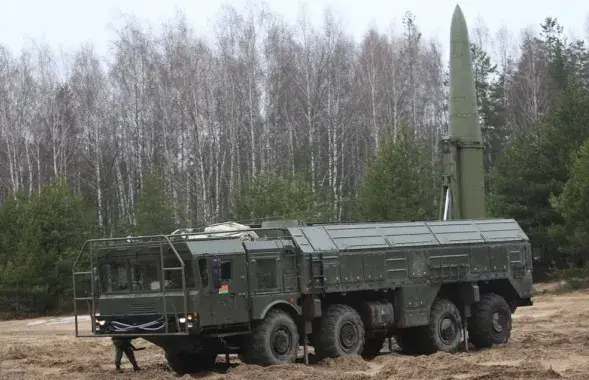 Ракетны комплекс "Іскандэр-М", які Расія перадала Беларусі. Ён можа быць носьбітам ядзернай зброі / Міністэрства абароны
