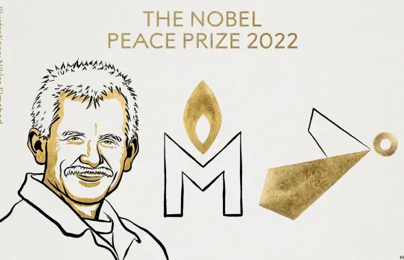Алесь Бяляцкі на ілюстрацыі Нобелеўскай прэміі / @NobelPrize 
