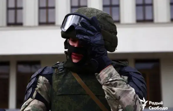 Сілавік на акцыі пратэсту ў жніўні / &quot;Радыё Свабода&quot;