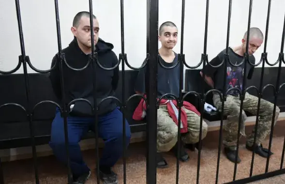 Шон Пиннер, Саадун Брагим и Эйден Аслин в Донецке в июне 2022-го / ria.ru
