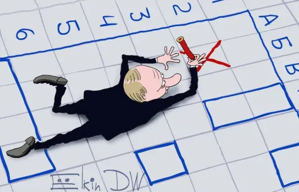 Владимир Путин очень спешит / Карикатура dw.com
