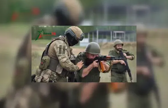 Вучэнні з вагнераўцамі ў лагеры пад Асіповічамі / кадр з відэа Мінабароны
