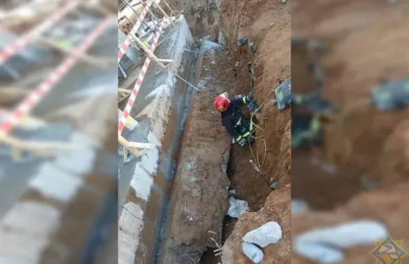 Место трагедии на строительстве &quot;Газпром центра&quot; / МЧС Минска​